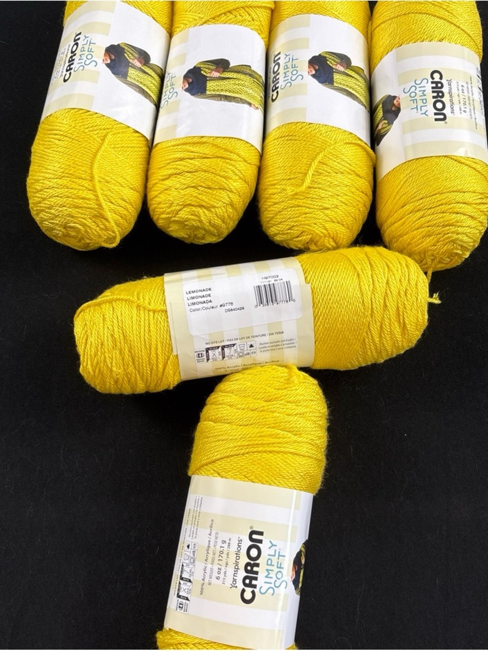 Caron Simply Soft Acrylic Yarn - Lemonade 6 skeins